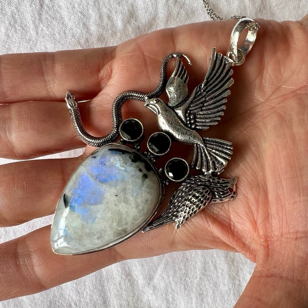 Silver and Blue Gemstone Necklace